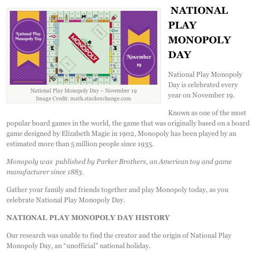 world monopoly day