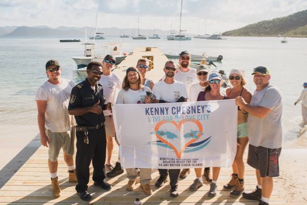 The Love for Love City Foundation crew poses for a pic on Jost Van Dyke. Image credit: STJ Creative Photography