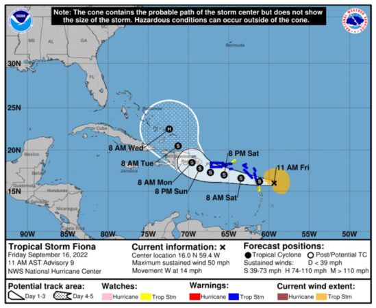 Travel Advisory- Tropical Storm Fiona & What You Need to Know 1