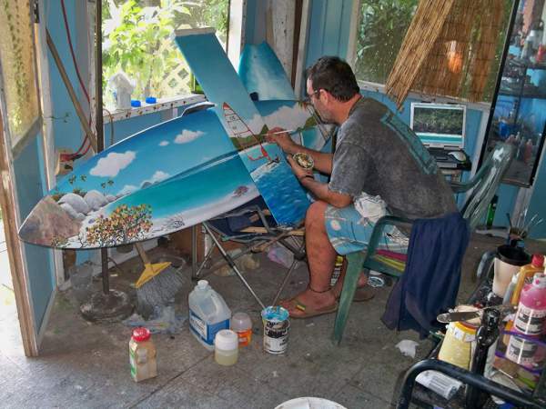 Daniel Painting Surfboard