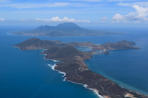 St. Kitts looking toward Nevis in the West Indies 