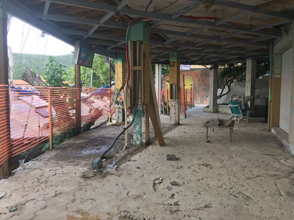 The bar inside the Rum Hut was removed due to water damage. 