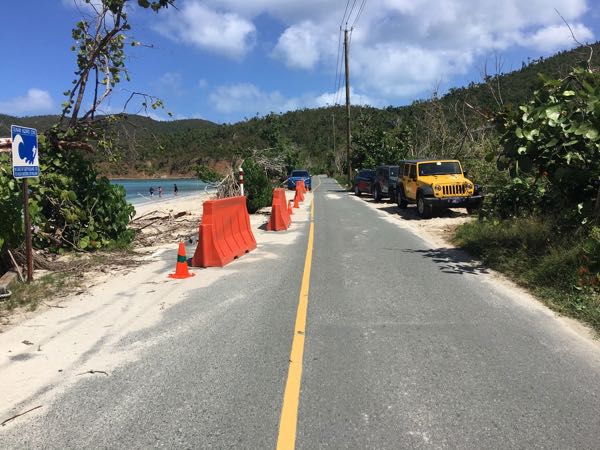 The road in the center of the beach is still washed out. The National Park has not said whether the road will be fixed or pushed back to prevent damage in a future storm. 