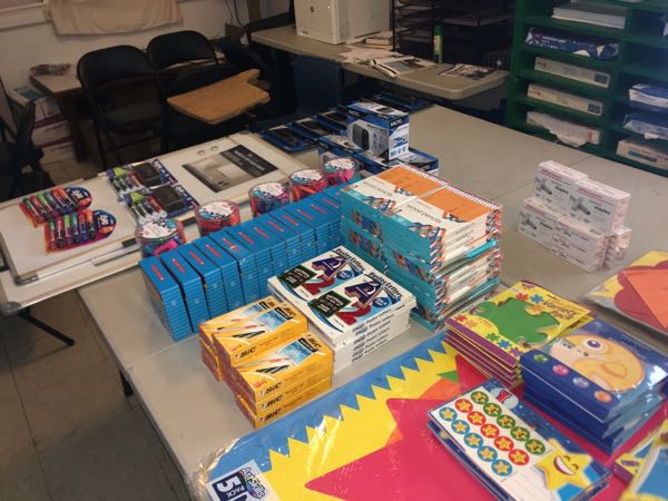 Some of the school supplies purchased with the proceeds from the recent News of St. John raffle.