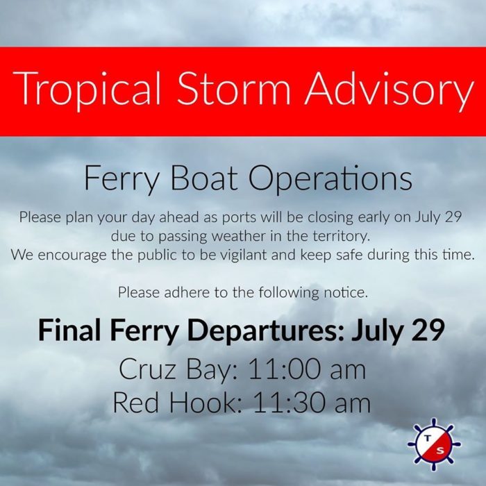 Storm-related ferry and port closure this morning