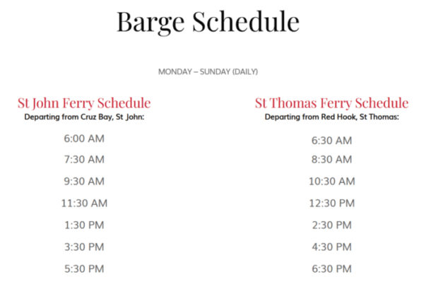 St. John/St. Thomas Car Barge Schedules...Kind of :) 5