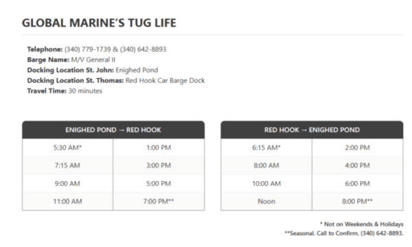 St. John/St. Thomas Car Barge Schedules...Kind of :) 6