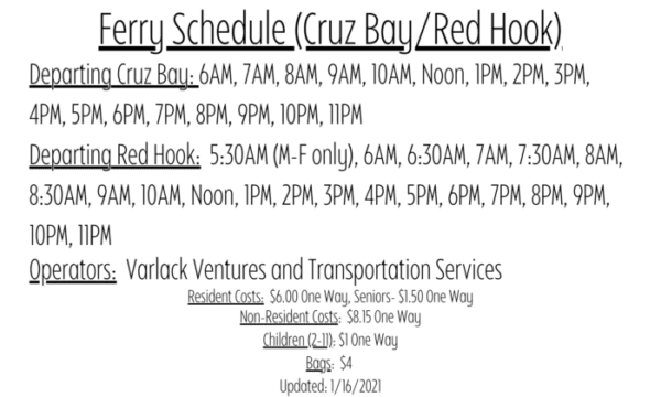 St. John Ferry Schedules 2